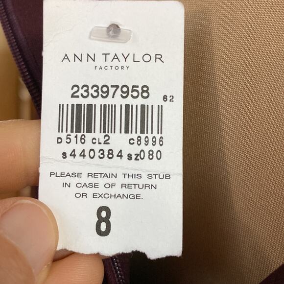 Ann Taylor wine red‎ academia fitted v neck split sleeve sheath mini dress - Picture 5 of 8